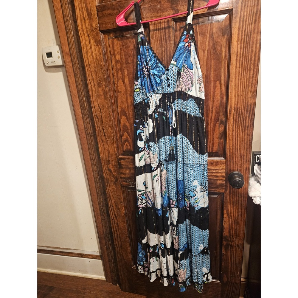 Me 2 Magic Anthropologie Size Medium Maxi Tiered Dress Whimsical Beach Resort